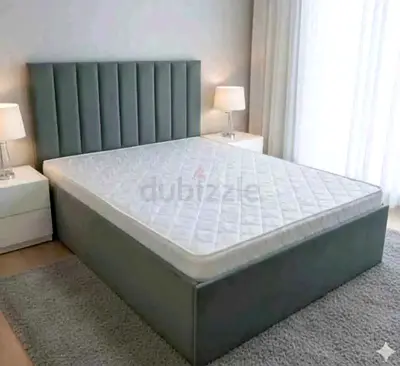 Brend New fabric wooden Queen size 150x190 bed with Madical Matress Available