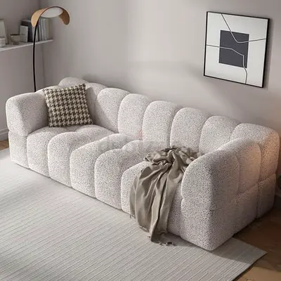 Curved armrest 3 seater boucle sofa