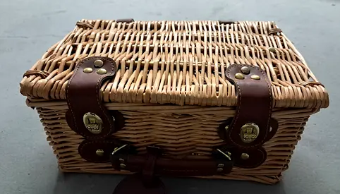 Woven Storage Basket with Leather Accents