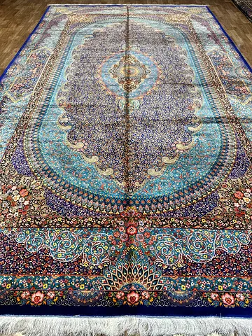 3x5m // Very fine Persian Machine Knot Silk Carpet Oriental Design