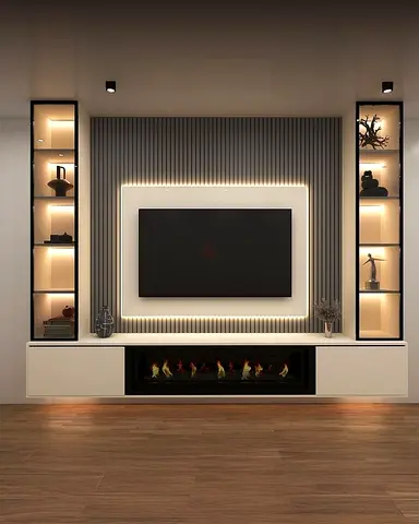 Minimalist Backlit Media Wall