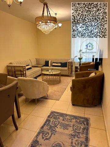 For Sale: One-bedroom apartment with a living room in Orient Towers, featuring views of the swimming pool, lagoon, and garden, with parking and gym ac