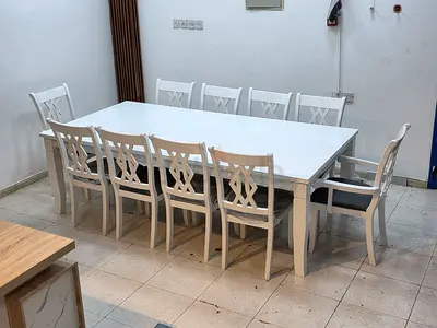 Elegant White Dining Table Set with Chairs