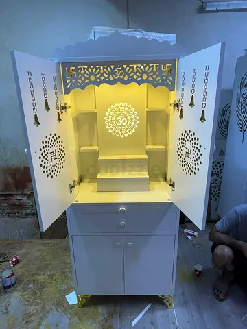 Elegant White Decorative Temple (Mandir) with Intricate Design