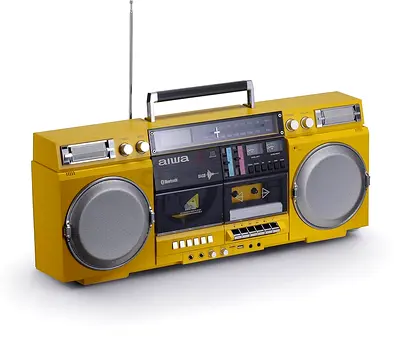 aiwa Retro Boombox CD Player with Cassette Recording, Bluetooth 5.0, FM/AM Radio, USB