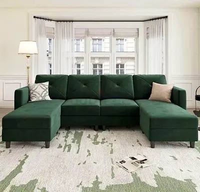 Modern Green L-Shaped Sofa