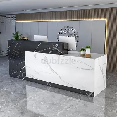 Luxury Marble-Finish Contemporary Reception Desk