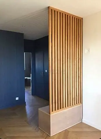 Bespoke Entryway Partition Unit with Mirror and Storage Bench