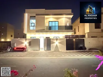 Luxury villa for sale in Al Zahia, Ajman. 6 bedrooms, roof terrace. Includes electricity, water, and air conditioning. Special price, direct from owne