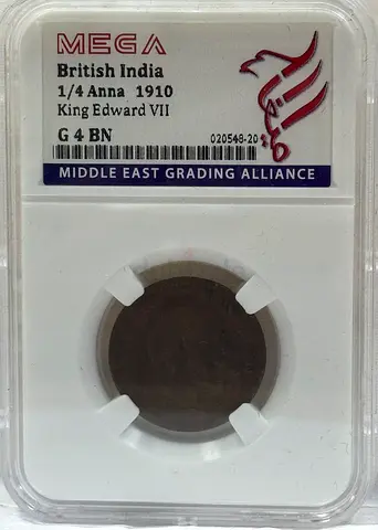 British India 1/4 anna 1910 70 AED
