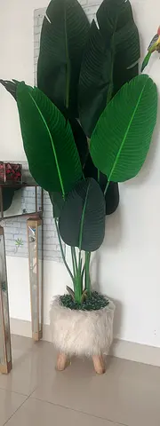 Stylish Faux Plant with Fluffy Pot