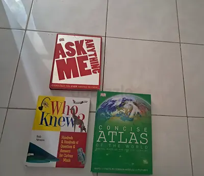 Childrens educational knowledge books,Ask Me Anything, Who Knew, Concise Atlas of the World