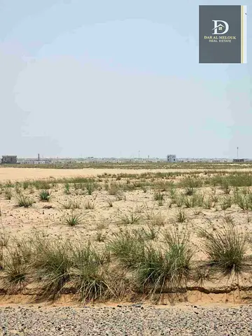 For sale in Sharjah, Muzaira'a area Al-Rahmaniyah suburb, residential land Area: 3444 sq. ft., freehold All Arab nationalities