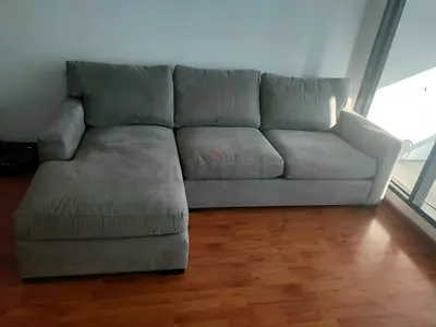 Crate and barrel gray feather 🪶 filled lshape sofa
