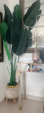 Stylish Potted Faux Plant with Elegant Console Table