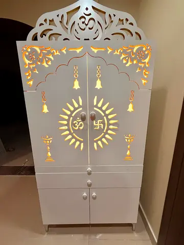 Beautifully Premium MDF Temple (Mandir) with Backlight Om design