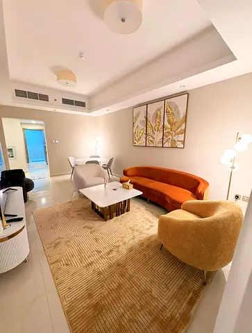 Now available in Gulf Towers, Ajman: Furnished VIP one-bedroom apartment for monthly rent, including all bills and parking card.