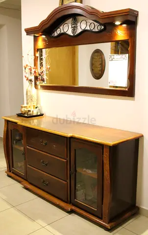 Elegant Wooden Buffet / Sideboard with Large Mirror
