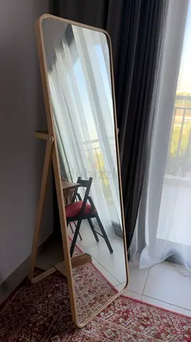 Free Standing IKEA Mirror + Table Mirror with Wooden Frame