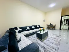 For monthly rent: One bedroom and living room, fully furnished with new furniture in Rashidiya 3 | I