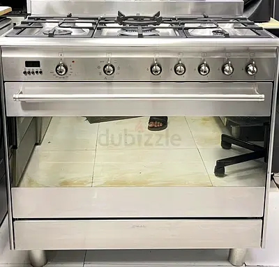 SMEG latest model 5 burner top gass oven electric dual fan cooking range 90x60 stove sliver colur