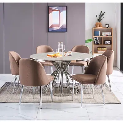 Stylish Round Dining Set with Comfortable Chairs