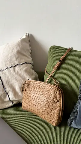 Bottega Veneta Nodini Beige Intrecciato Leather Crossbody Bag