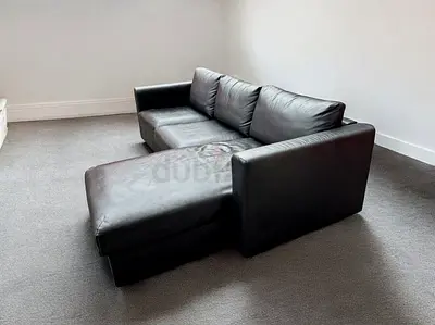 IKEA vimle black leather L Shape sofa bed with mattress