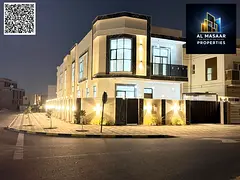 Luxury villa for sale in Al Zahia | Corner villa on two streets opposite a park | 5 master bedrooms,