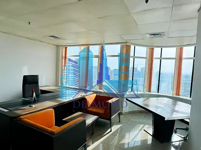 For sale in cash the largest office space in the Emirate of Ajman, complete with decorations and furniture, freehold, in the Horizon Towers ajman .
