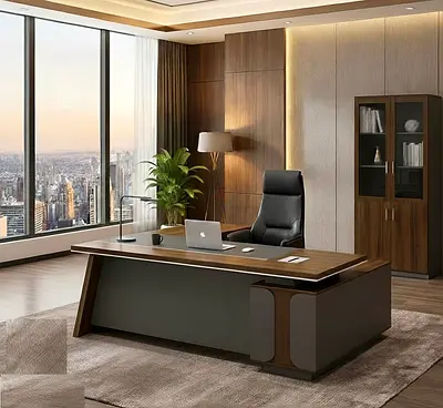 Modern L-Shape Executive Office Table – Manager Desk with 3 Drawers For Office