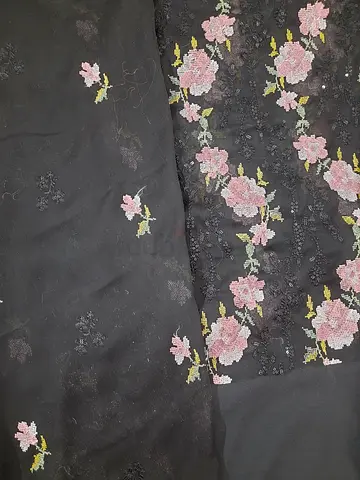 Beautiful 4 pieces unstitch georgette Floral Embroidered Fabric