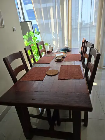 Solid Wooden Dining Table with Chairs