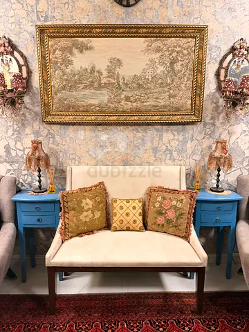 Elegant Vintage Sofa and Side Tables Set