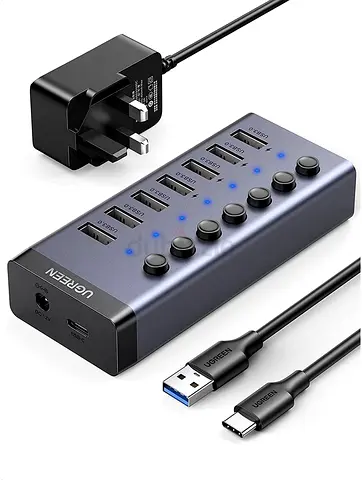 UGREEN Powered USB Hub 3.0, 7-Ports Charging Extender Data Hub