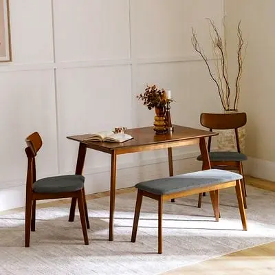 Stylish Wooden Dining Set with Chairs and Bench