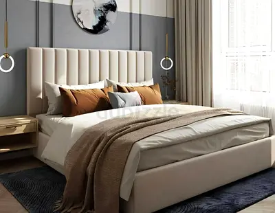 Brend New fabric wooden King size 180x200 Bed with Madical Matress Available