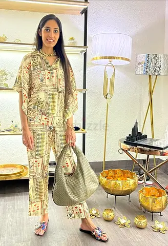 Printed Short Kaftan Co-ord Set by Designer Neetika Chopra