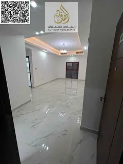 Brand new building, first occupancy, directly opposite Ajman Academy, Al Muwaihat 3 area. Two bedroo