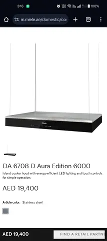 Miele DA 6708 D Aura Edition 6000 Island Cooker Hood