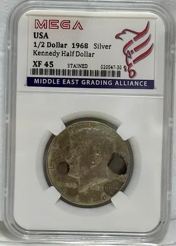 USA 1/2 dollar silver coin 1968 80 AED