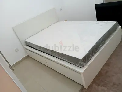 IKEA Malam queen 160×200cm bed frame with 2 big storage drawers underneath and with IKEA mattress