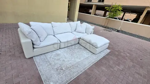 Top Quality The Lóóm Collection L Shape Sofa feather 🪶 Filled with footstool
