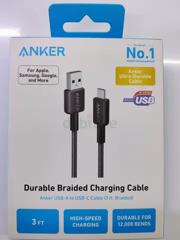 Anker Durable Braided USB-A to USB-C Charging Cable - 3ft