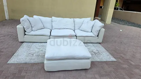 The Loom collection cloud feather filled sofa with footstool