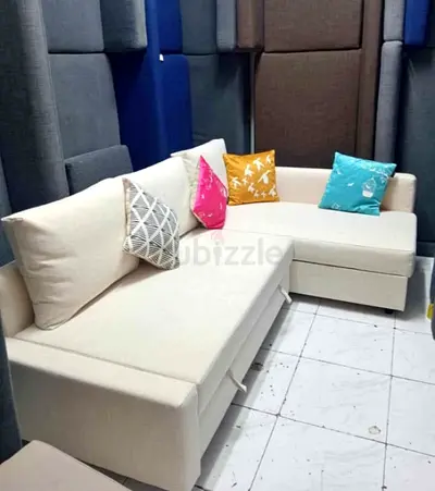 Comfortable L-Shaped Sofa with Cushions