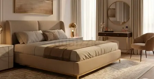 New luxury beige color queen bed