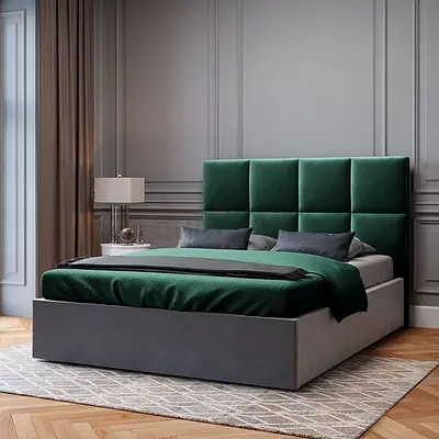 Stylish Queen size Bed with Modern Headboard