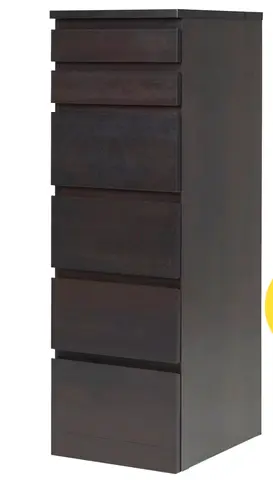 MALM Chest of 6 drawers, black-brown/mirror glass