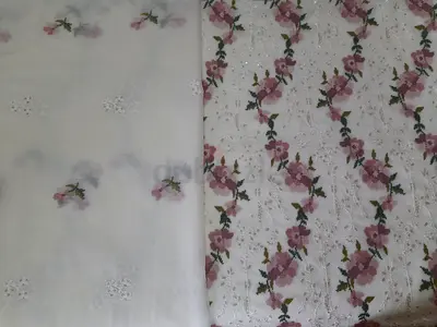Unstitch 4 pieces Floral Embroidered Fabric